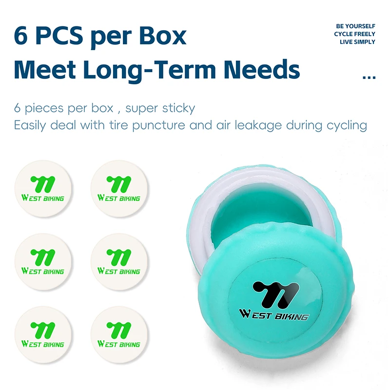 WEST BIKING Bicycle Tire Patch Glue Free Mini Repair Tool Porable Bike Inner Tube Patch Soft Rubber Material Bicycle Repair Tool