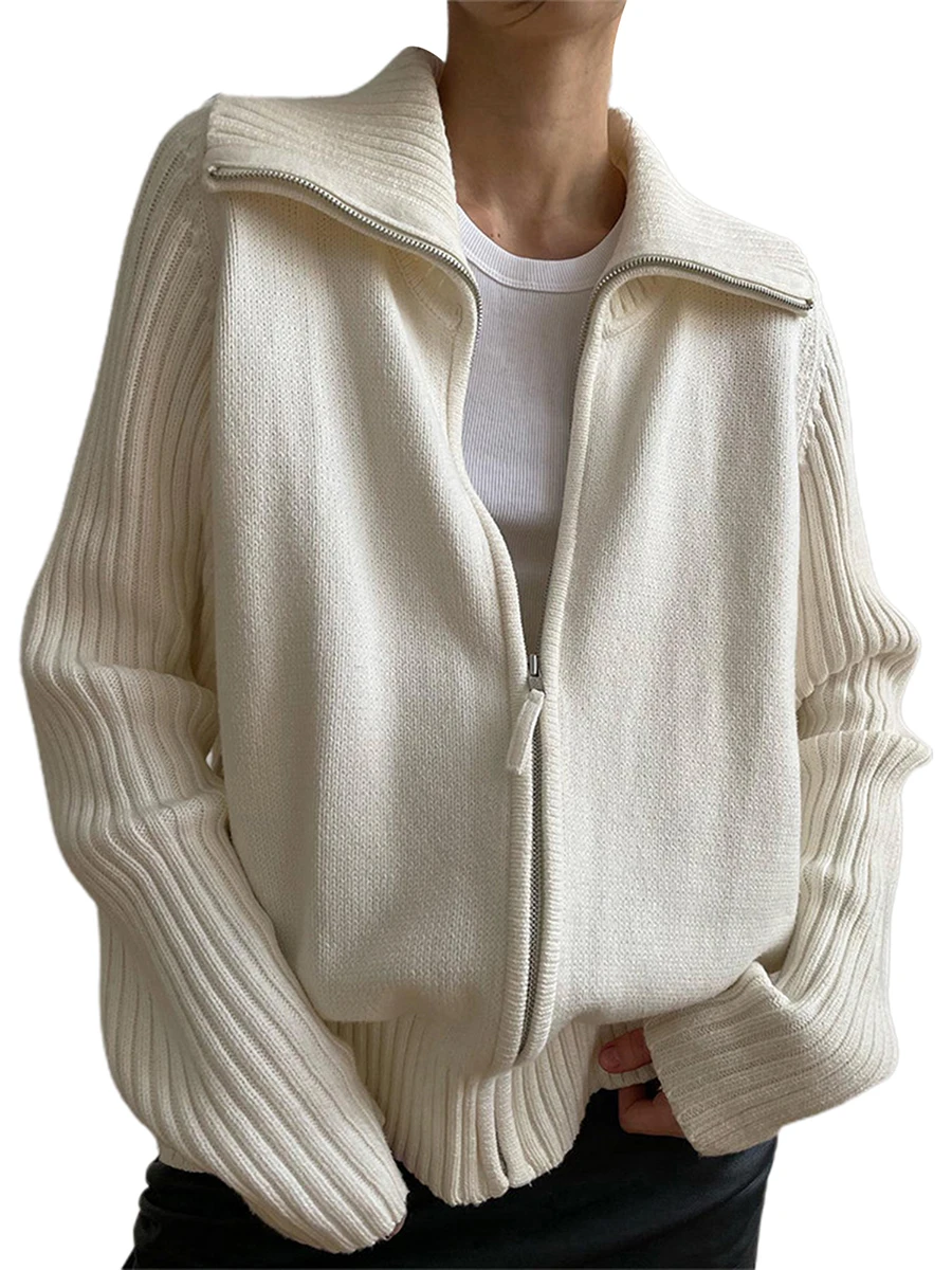 

Women Zip Up Crop Hooded Tops Ribbed Knit Long Sleeve Cropped Hoodie Jacket Y2k Sweater Pullover Streetwear