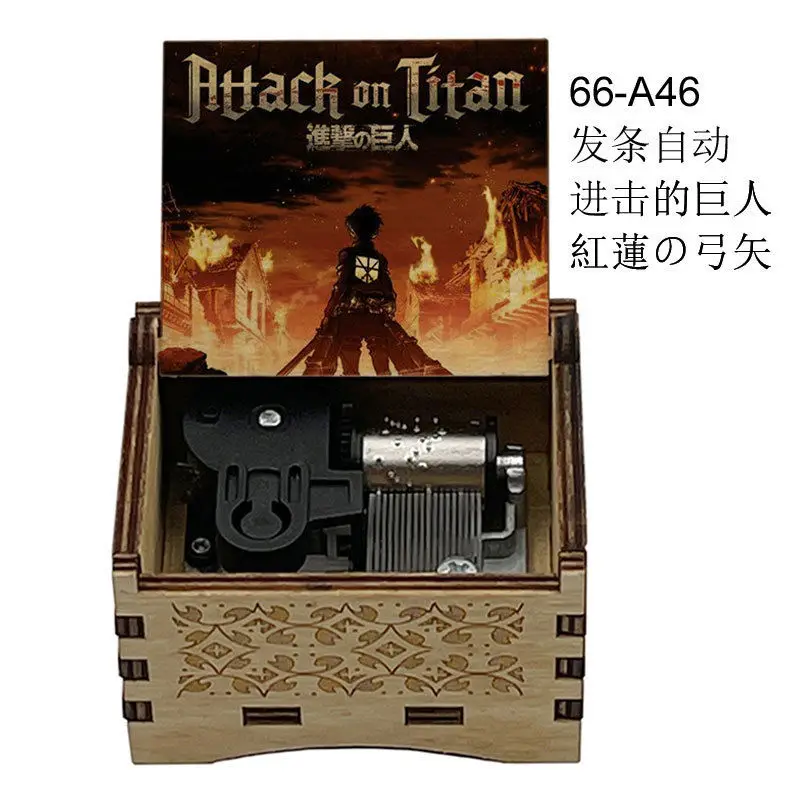 Anime Attack On Titan Hand Crank Music Box Manga Levi Eren Mikasa Wooden Musical Box Home Desktop Decor New Year Birthday Gifts 5