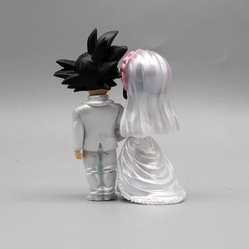 Dragon Ball Anime Figure Son Goku Figures Lg Wedding Goku Chichi Mariage Figurine 9cm Scene Statue Q-Version Pvc Model Doll Toys - Bilde 5