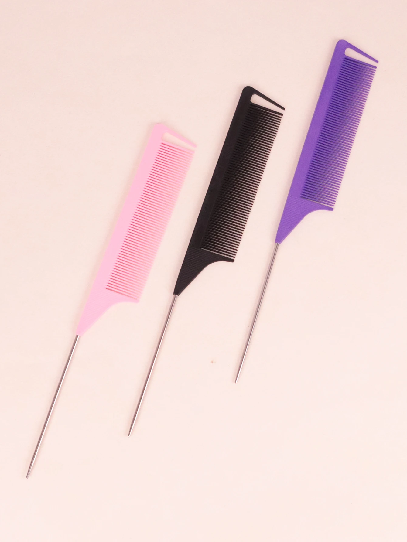 3pcs professional pointed tail comb salon hair stainless steel mouse tail comb hair styling tools Special for real wigs for hair comb,hair styling tool,hair styling comb