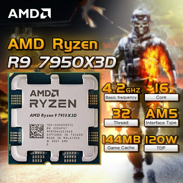 AMD Ryzen 9 7950X3D Ryzen 9 7000 Series 16-Core 4.2 GHz Socket AM5 120W AMD  Radeon Graphics Desktop Processor 100-100000908WOF - AliExpress