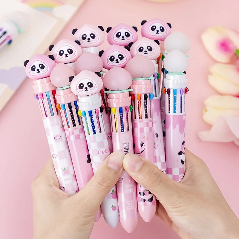 School Office Supply Stationery  Pen Multicolored Ballpoint - 10 Colors  Cute Cartoon - Aliexpress