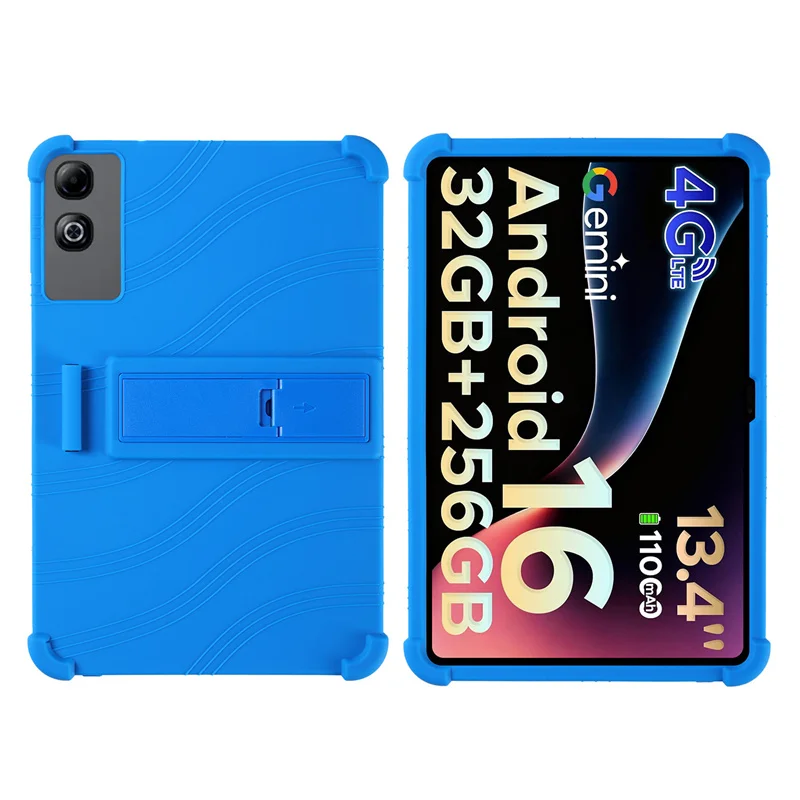 Enhanced Tablet Case with Pencil Holder and Foldable Kickstand - Soft Silicone Cover
