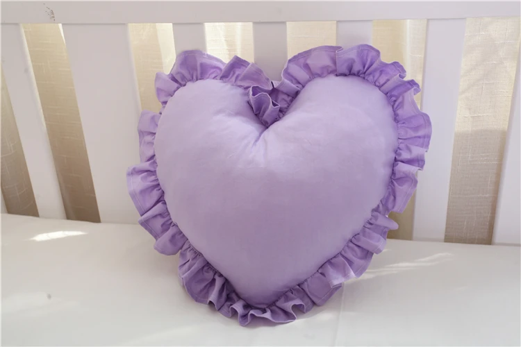 Cotton Ruffled Love Heart Shape Sofa Cushion Office Backrest Nap Bolster Pillows Travel Wedding Baby Gifts Toys Home Decor 6