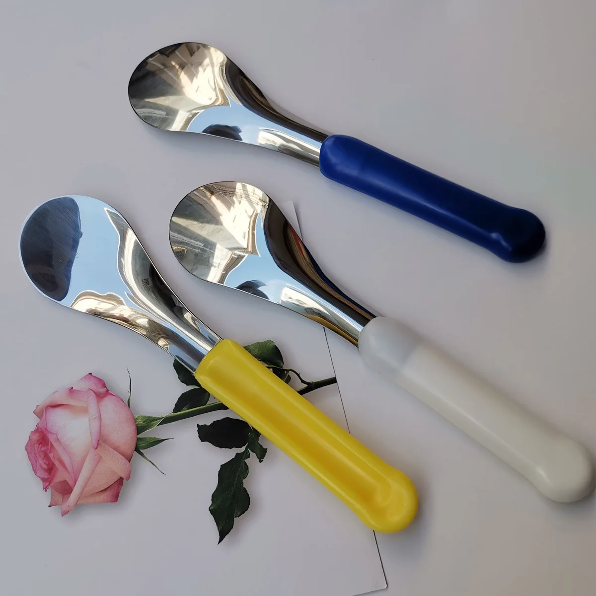 304 Stainless Steel Ice Cream Scoops & Stacks Pc Plastic Handle Ice Creem Stacks Maker