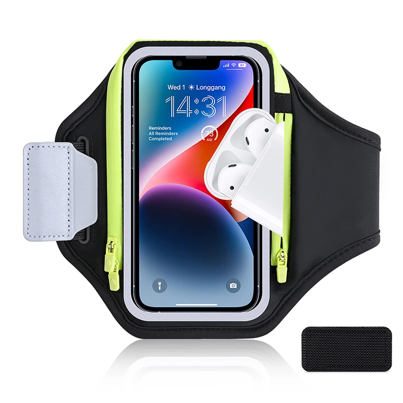 HAISSKY Double Zipper Running Sport Armbands For iPhone 14 Pro Max 14