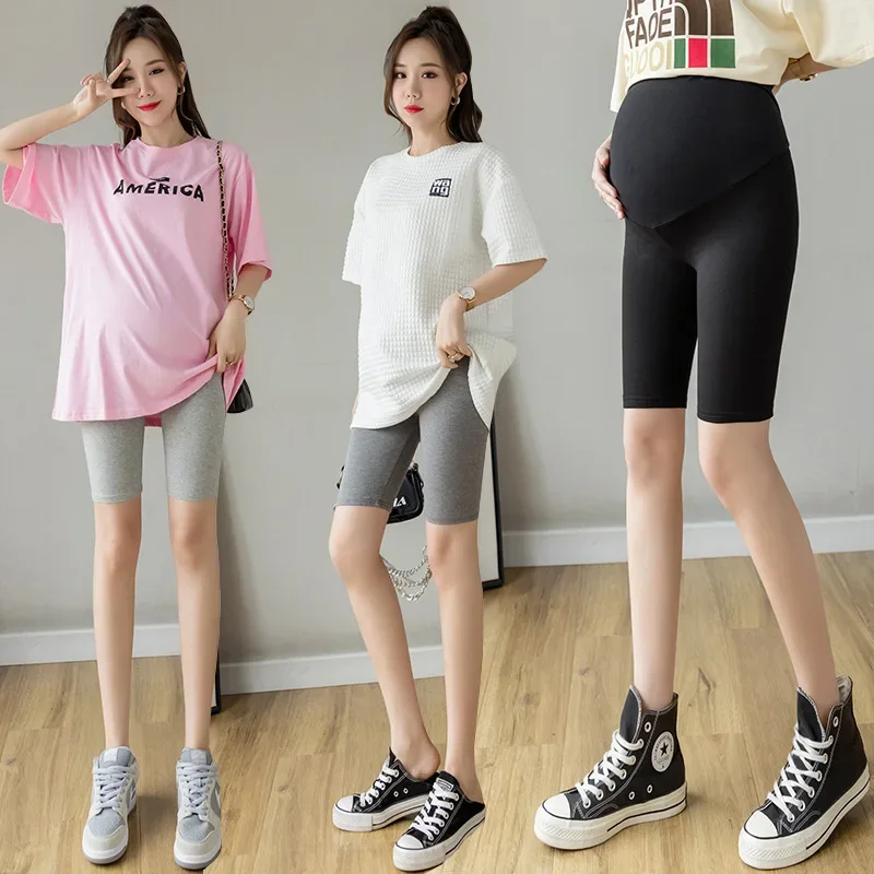 Summer Thin Cotton Maternity Half Legging Sports Casual Yoga Belly Legging Clothes for Pregnant Women Pregnancy Shorts