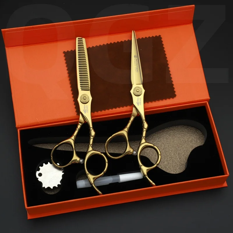 

MIZUTANI barber Scissors New gold scissors 6.0 inch thin hair scissors Professional barber shop barber scissors tool set