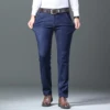 Wthinlee 2024 NEW Men's Fashion Business Jeans Classic Style Casual Stretch Slim Jean Pants Male Brand Denim Trousers Black Blue 5