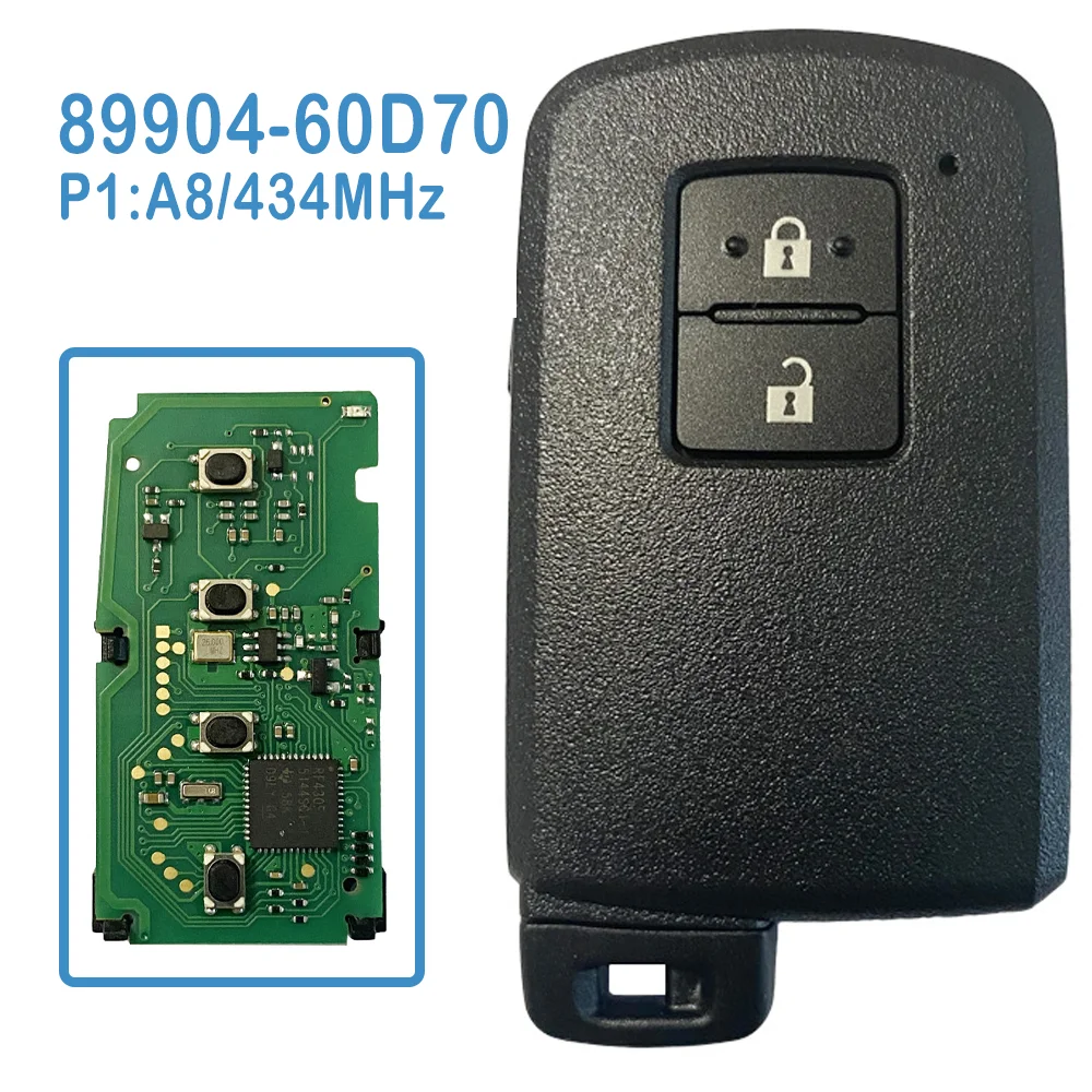 Muslimauto Smart Remote 2 Pulsanti Bh1Ek P1:A8 Dst-Aes Chip 433Mhz Sostituire La Chiave Senza Chiave Dell'Auto Per Toyota Land Cruiser 16-18