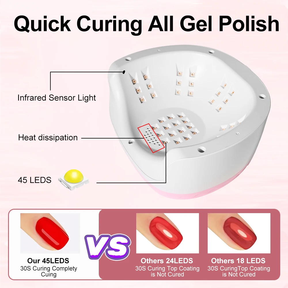 SUN G17 UV LED 네일 아트 램프 45LED 네일 드라이어 전문가용 젤 폴리쉬 건조 램프 타이머 자동 센서 네일 도구