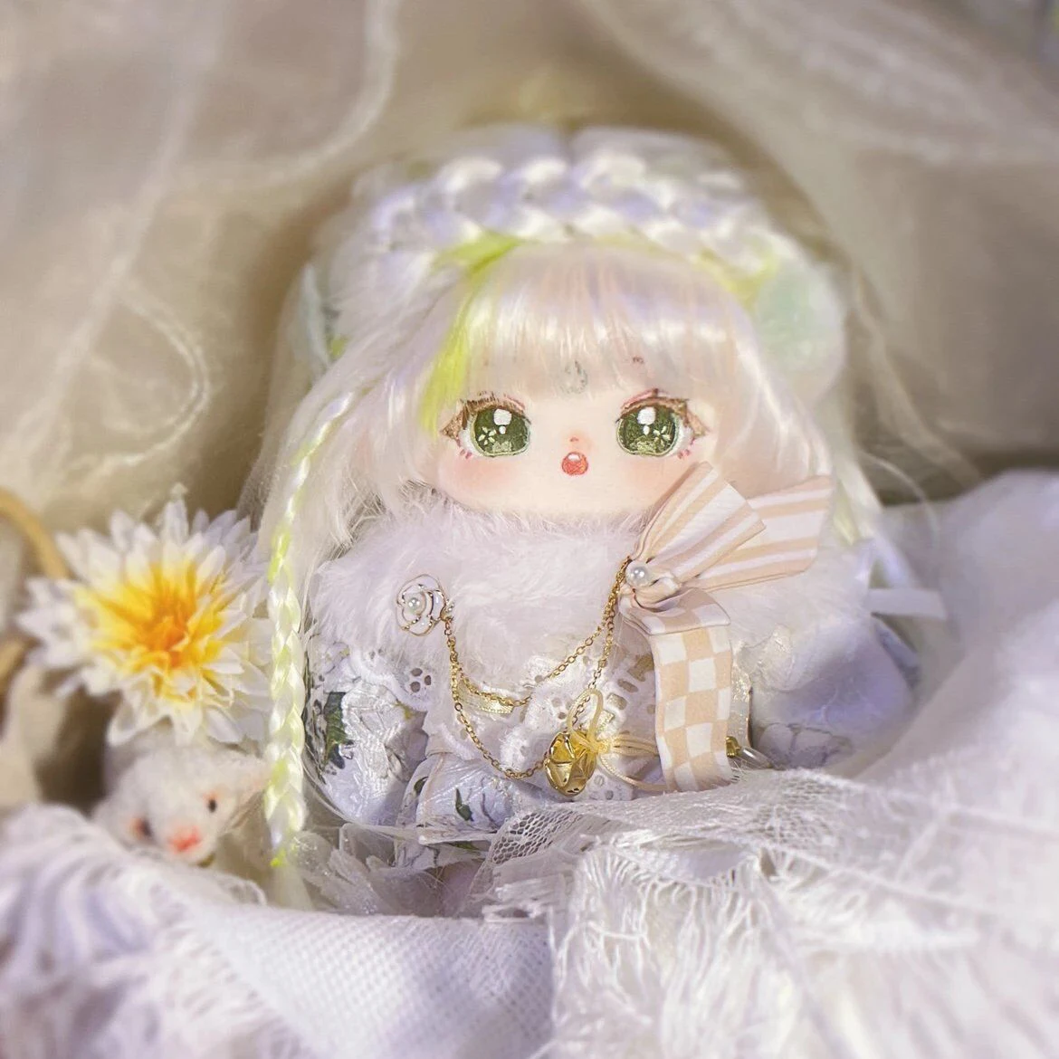 

No Attribute Cute Long Hair Princess Cosplay Plush Stuffed Doll Body Dress UP Cartoon Cotton 20CM Plushie Pillow Xmas Gift