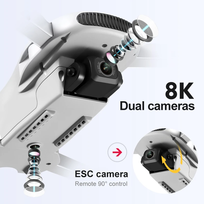 RC 드론, 6K/8k HD 카메라, 장애물 회피, 항공 사진, 4 축 브러시리스 모터, GPS 포지셔닝 항공기 장난감