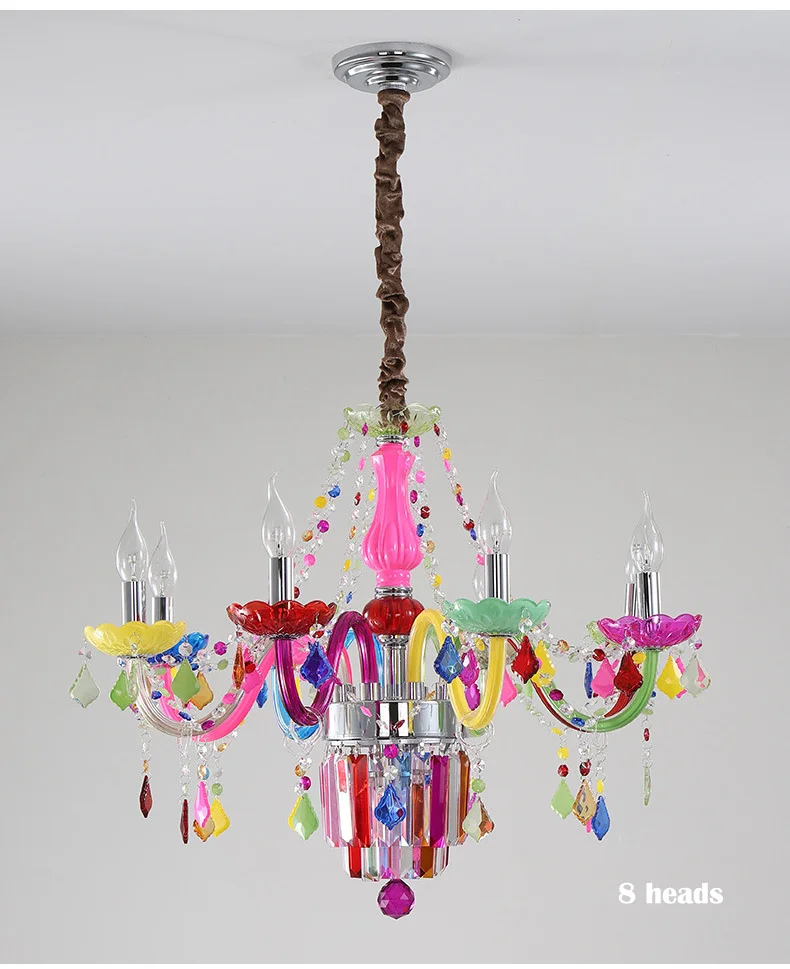 white chandelier Colorful crystal chandelier pink, green, purple, red, blue living room bedroom dining room girl children's room chandelier small chandeliers