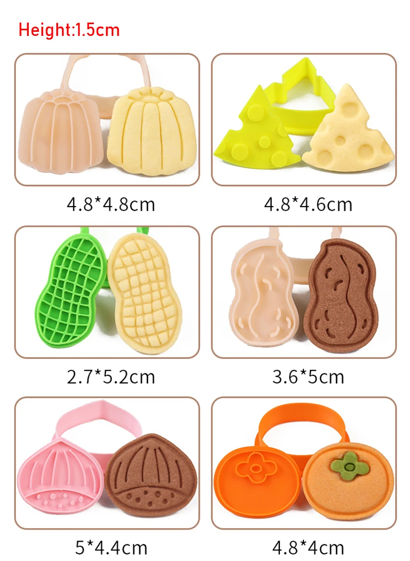 Description Picture 6 of itemCute Chestnut Canele Cheese Peanut Pattern Cookie Cutter Mold Plastic Biscuit Embossing Press Stamp Baking Cake Decorating Tool