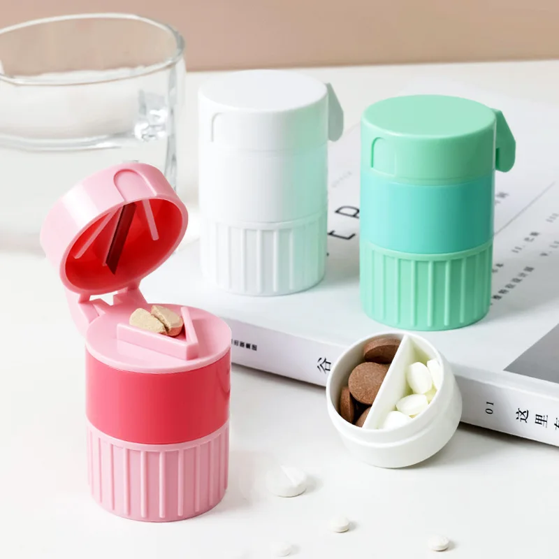 

4 Layer Powder Tablet Grinder Powder Pill Cutter 4 in 1 Portable Medicine Splitter Box Storage Crusher