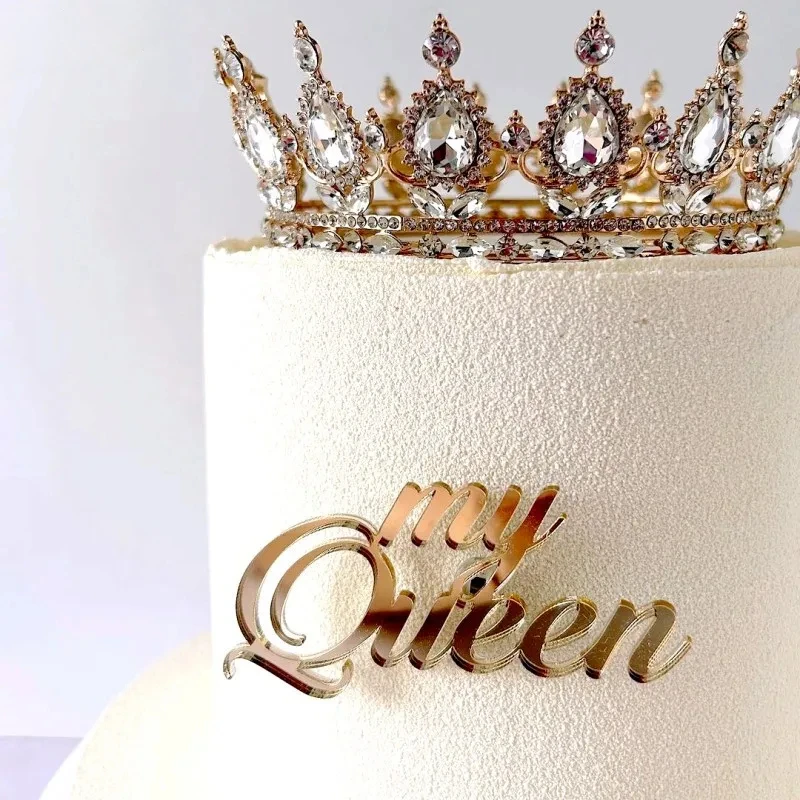 Buon Compleanno My Queen Cake Topper Premium Gold Acrilico Crown Cake Topper Per Feste Di Compleanno E Decorazioni Di Nozze