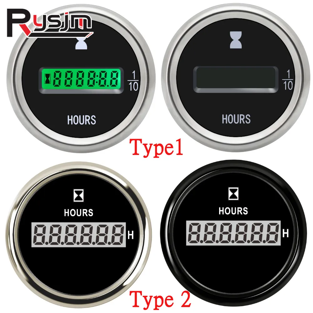 52mm 2-1/16 Clock Gauge 0-12Hours for Car Truck Marine Red