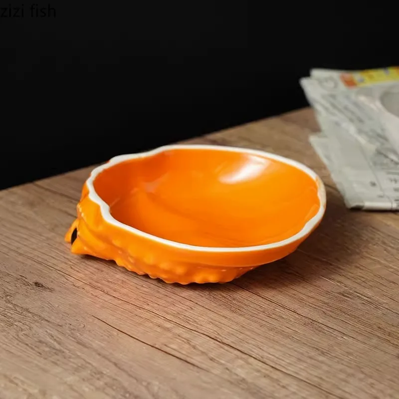 Creative Crab Shell Shaped Ceramic Dinner Plate Dessert Plate Sashimi Sushi Appetizer Restaurant Specialty Tableware
