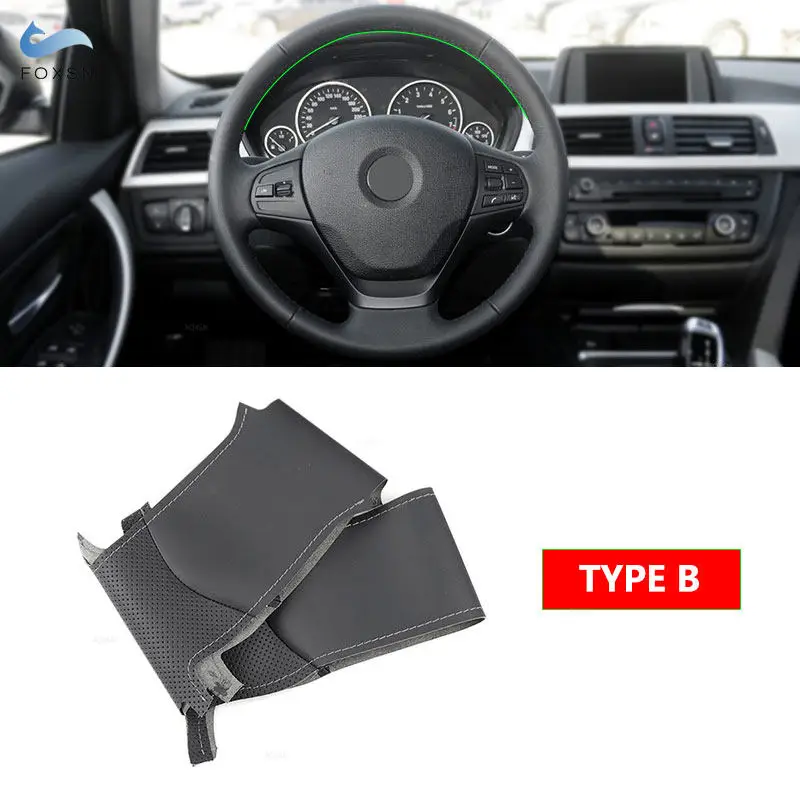 Cubierta De Volante De Cuero Perforado Negro Real Para BMW E64 M Sport
