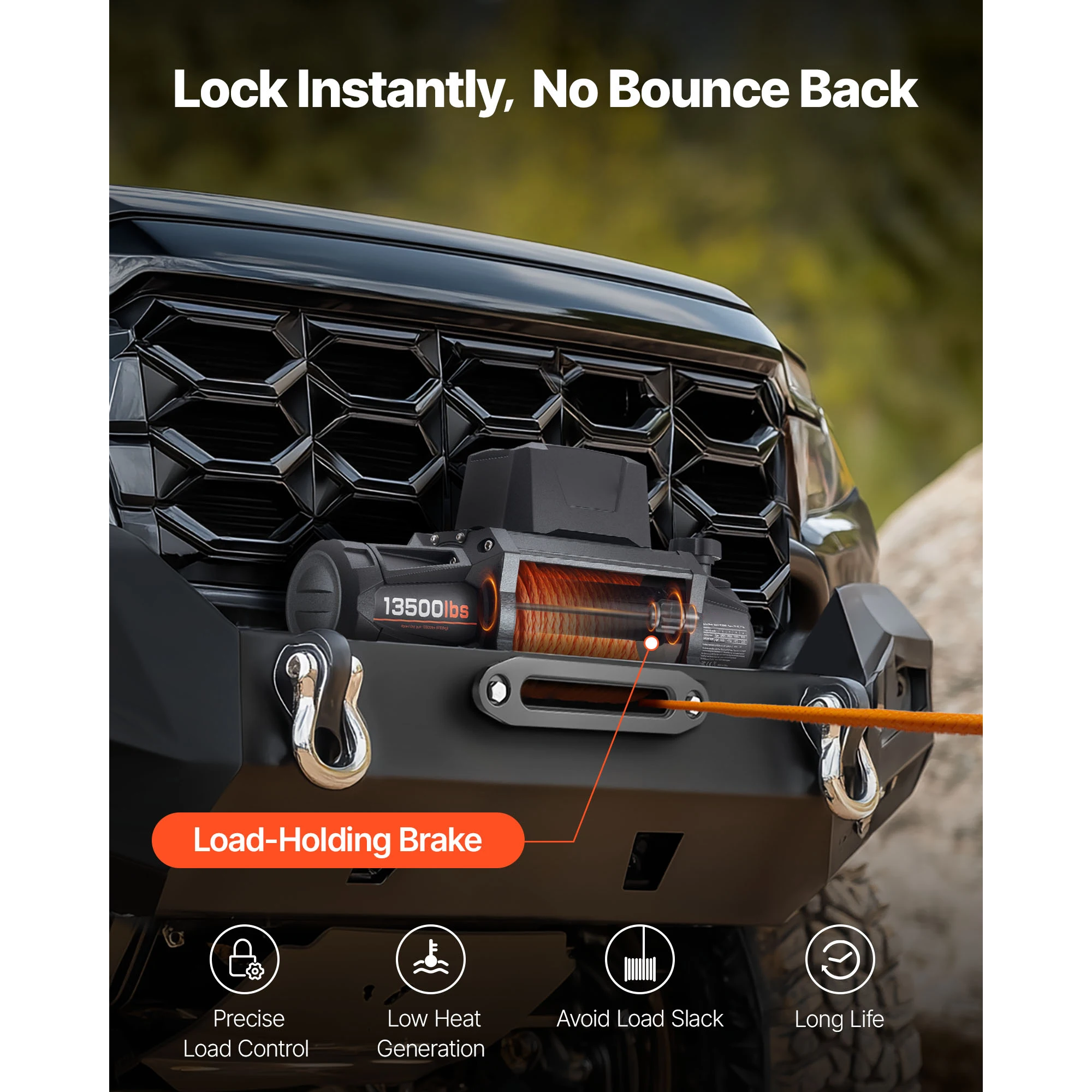 SucceBuy 13500LBS 12V Electric Winch Synthetic Tow Rope Car Winch 28M Lifting Hoist for 4X4 Car Trailer ATV Truck Off Road Boat 6