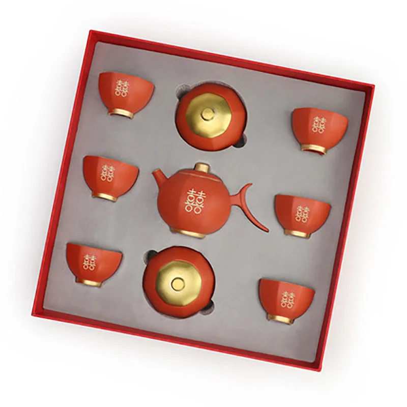 Chinese Ceramic Teapot Set for Wedding, Tea Pot, Cup, Bowl, Creative, Customized, Bride Gift, Dowry, Marriage Celebration