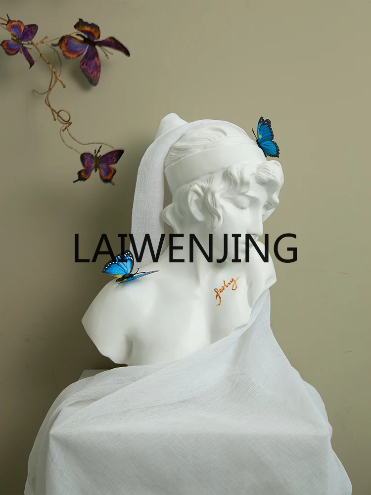 

Blue Butterfly Girl Art Carving Statue Decoration French Hallway Niche Advanced Soft Decoration Wedding Shop Device