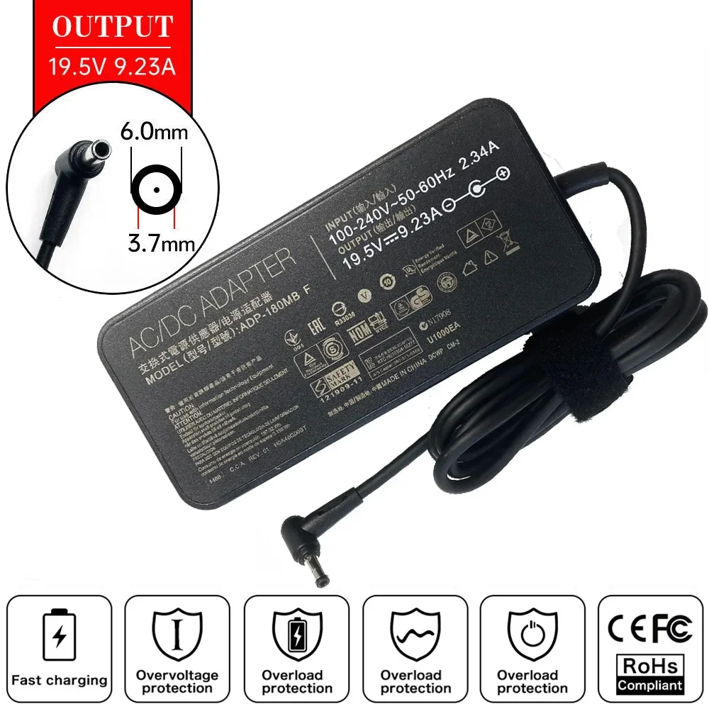 Carregador de Adaptador ac para Laptop para Asus Jogos Tuf Fx705gm A17 Tuf706ih-es75 Fa706ii A15 Fa506iu Fa706 Tuf706iu-as76 19.5v 9.23a