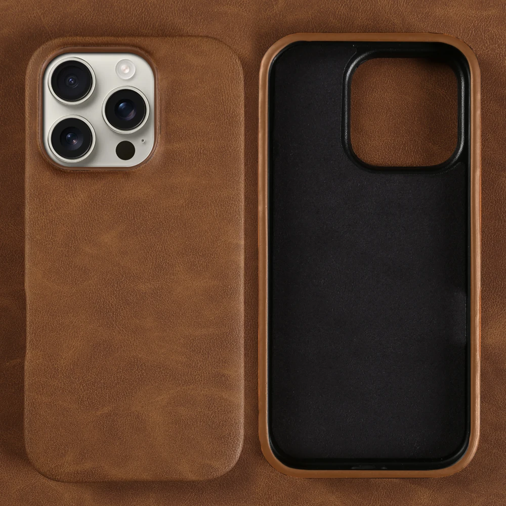 Luxurious Leather Phone Case - Skin Feel, Shockproof, Solid Color Back Cover