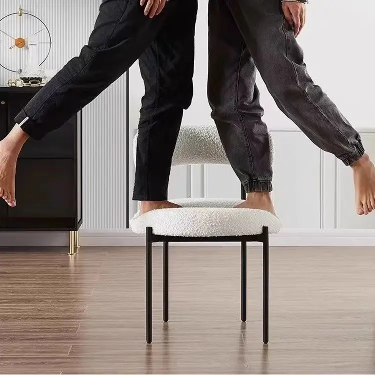 Description Picture 5 of itemVelvet Dining Chairs Modern Iron Glass Living Room Chairs with Metal Legs frame Dining Room Furniture Makeup Office Chairs