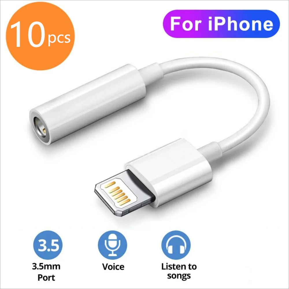Lightning to Headphone Adapter IOS 8Pin to 3.5 mm Lightning AdapterJack AUXCableFor iPhone141312ProMax Male to Female Adapter HeadphoneConverter AudioSplitter