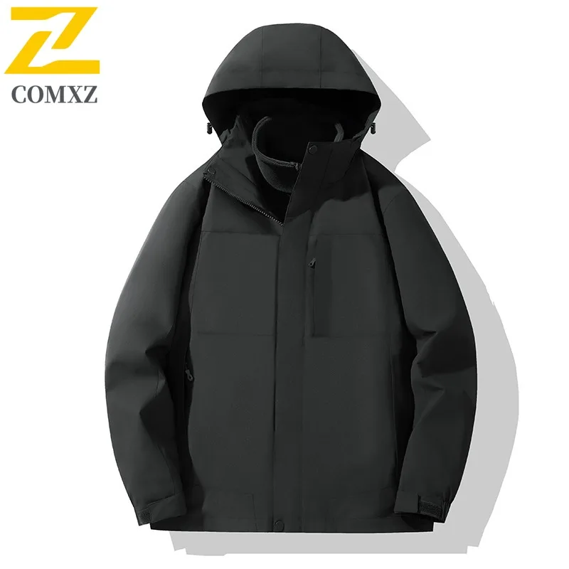 COMXZ Men Jacket Comfort Outdoor Travel Thickened Warm Parka Casual Solid Color Design Cold Resistant Winter Motorcycle Jacket
