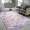 Soft Carpet For Living Room Fluffy Modern Bedroom Bedside Rug Tie-Dyed Grey Indoor Shag Carpets For Kids Nursery Room Home Decor 2
