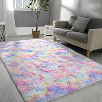 Soft Carpet For Living Room Fluffy Modern Bedroom Bedside Rug Tie-Dyed Grey Indoor Shag Carpets For Kids Nursery Room Home Decor 2
