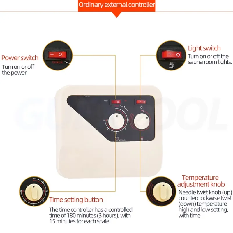 3KW/3.6KW Sauna Heater 220V Sauna Steam Generator Home Use Heating Furnace Room Dry Equipment Internal Control External Stove 3