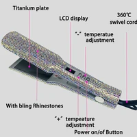 Hair Straightener Flat Iron With Rhinestones 2 Inch Titanium Straightener Iron with LCD Display Fast Heating Plancha de Cabello 2