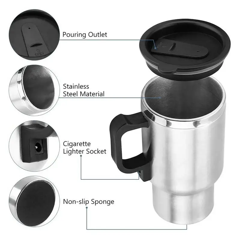 Bouilloire électrique de voiture, 750 ml 12V voiture allume-cigare en acier  inoxydable chauffe-bouilloire tasse électrique [354] - Cdiscount  Electroménager