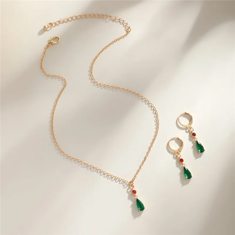 Howls Moving Castle Howl Necklace Earrings Green Jade Tear Drop Jewelry Set jewelry sets jewelry set