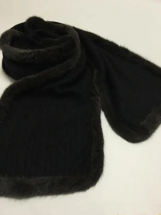 Luxuriöser Damen-Kaschmir-Pelzschal mit natürlichem Nerzfellbesatz, Halswärmer für Frühling und Herbst und Winter, 100 % reiner Kaschmir – Detail 12