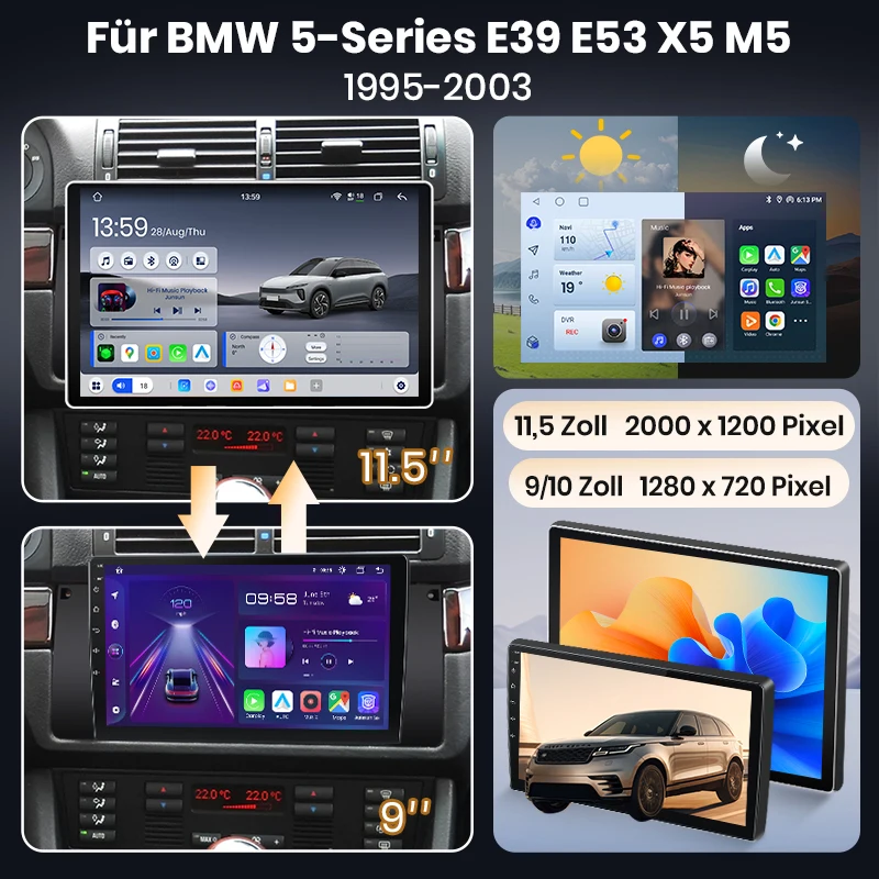 Radio para Auto Junsun de 9 Pulgadas con Android 15 para BMW Serie 5 E39 1995-2003 E53 X5 M5, Inalámbrico, Compatible con Apple CarPlay, Pantalla Auto, Estéreo, Reproductor Multimedia, Video, Sistemas Inteligentes para Auto, Autoradio 2 Din, Unidad Principal, Navegación GPS, Bluetooth, 4G, WIFI, 8 Núcleos, FM, AM, DSP, RDS, DAB+ 2