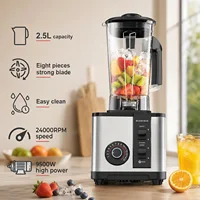 Mixeur et Broyeur 2-en-1 Haute Vitesse 2,5 L, Mixeur de Comptoir 9500 W, Préparateur de Smoothies à 8 Lames, Robot Culinaire 24 000 tr/min pour Cuisine 4