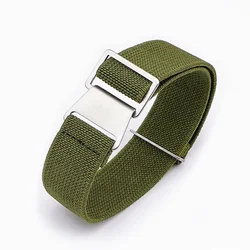 Men's Outdoor Sport Military Nylon Watch Strap - Parachute Elastic Seatbelt Style Bracelet Accessories - 22mm (Army green)