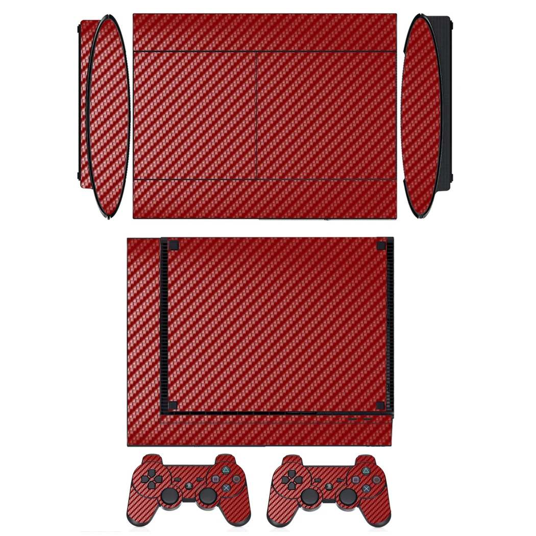  PS3 슈퍼 슬림 4000 및 2개 컨트롤러용 7가지 색상의 카본 파이버 비닐 스킨 스티커 보호 필름