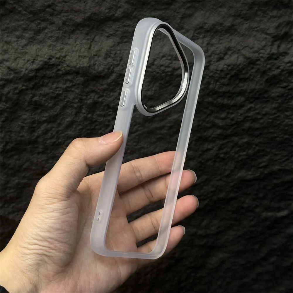 Luxury Metal Camera Protection Clear Armor Case, Shockproof Hybrid Bumper Hard Cover