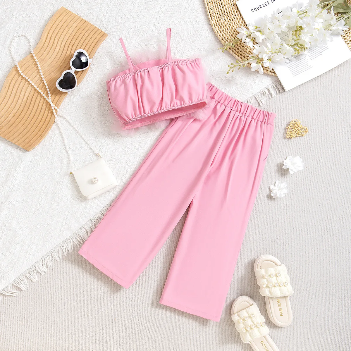 Girls Crepe Flower Summer Set 4