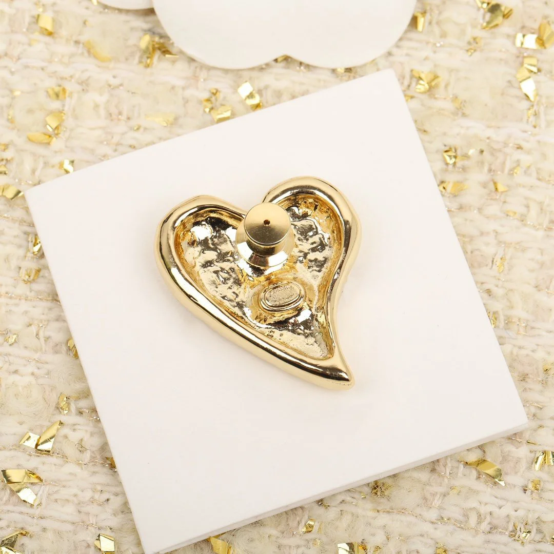 Brand Top Luxury Brand High Quality Vintage Black Peach Heart Diamond Full Of Gold High End Jewelry