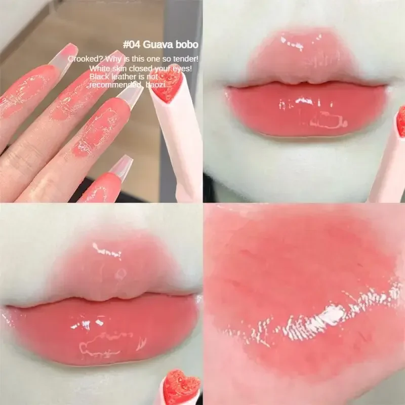 Lip Glaze Flower Love Jelly Mirror Lipstick Waterproof Non-stick Cup Lipstick Transparent Korea Makeup Lipstick Red Lip Tint