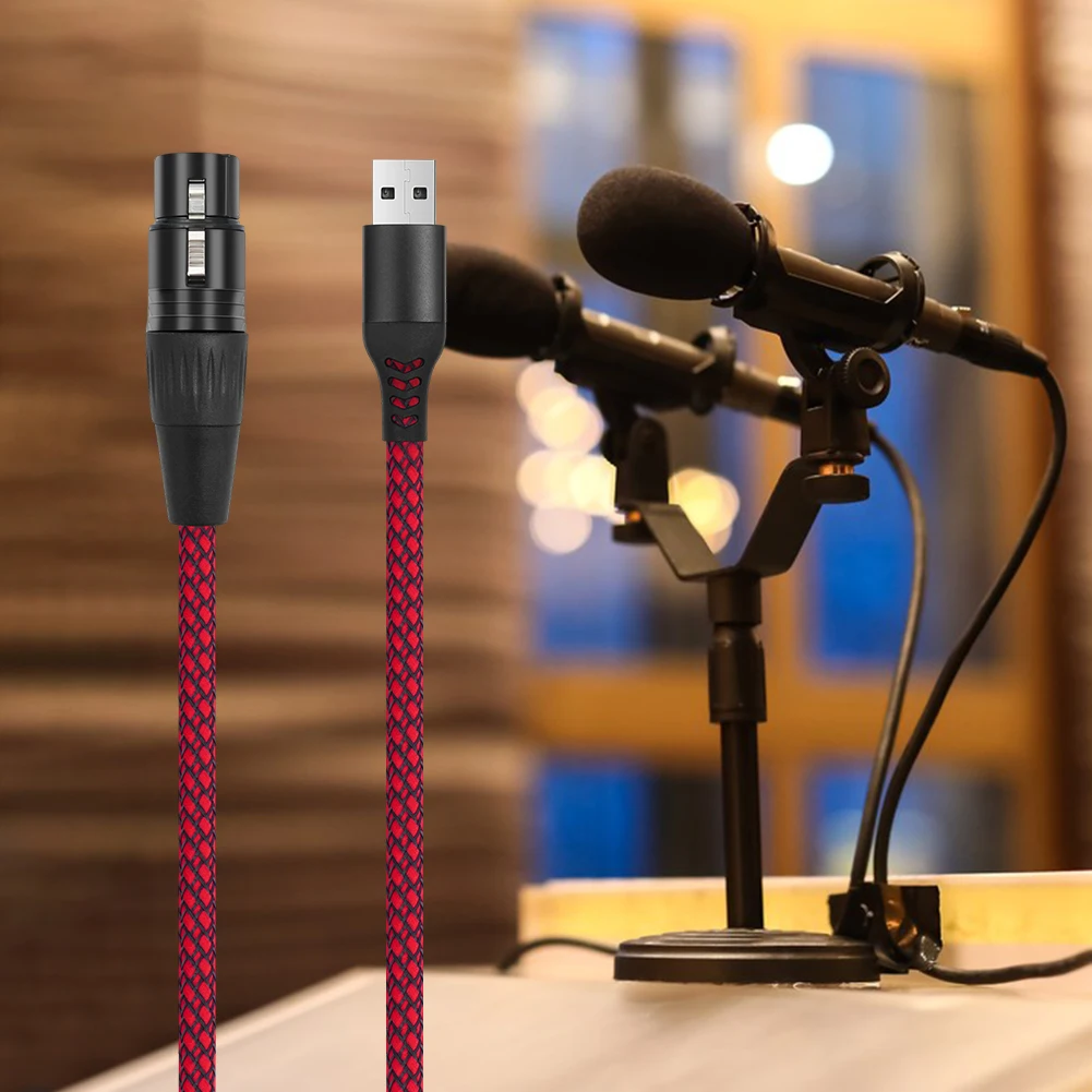 USB Male to XLR Female Microphone Adapter Cable for Karaoke and Recording