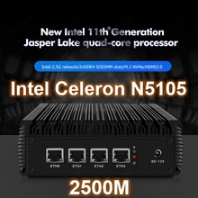 2,5G pfSense Mini PC Fanless 11th Gen Celeron N5105 4 * Intel i225 2500M Lan M.2 NVMe SSD 2 * DDR4 Router OPNsense Firewall Server